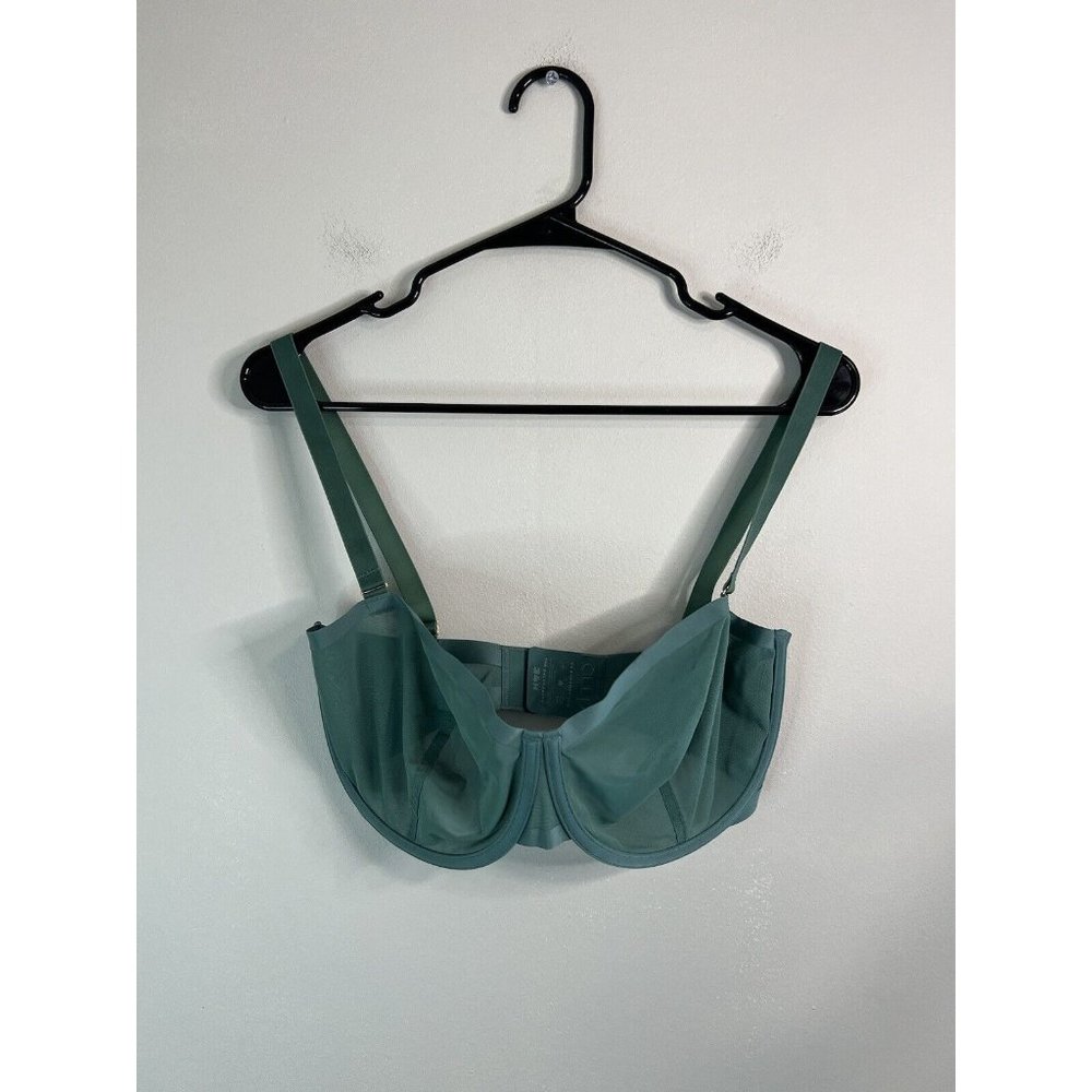 34H CUUP The Balconette Style Sheer Mesh Blue/Green Women’s I Support You Bra